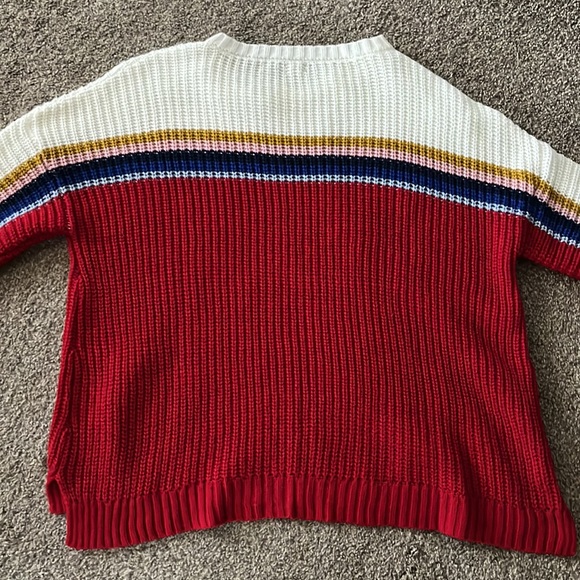 True Craft Rainbow Striped Knit Sweater Size Medium - Picture 9 of 11